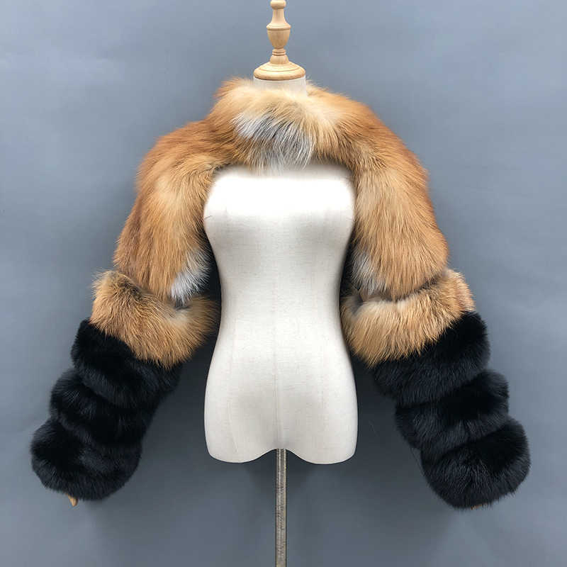 

2021 new fashion fox fur coat women sleeve luxury single sleeve G1015, 8-crystal fox