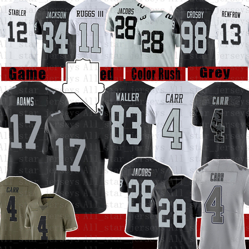 

28 Josh Jacobs Football Jersey Davante Adams Maxx Crosby Darren Waller Derek Carr Hunter Renfrow Chandler Jones Las Vegas Raiders Johnathan Abram Clelin Ferrell, Patch+mens(txz)