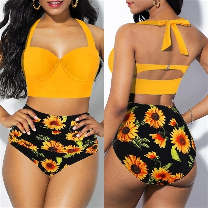 High Waist Bikini Plus Size Swimwear Swimsuit Bikinis Mujer Monokini Biquini Swimming for Women Bathing Suit MX200613 Z260305-image-1096417565