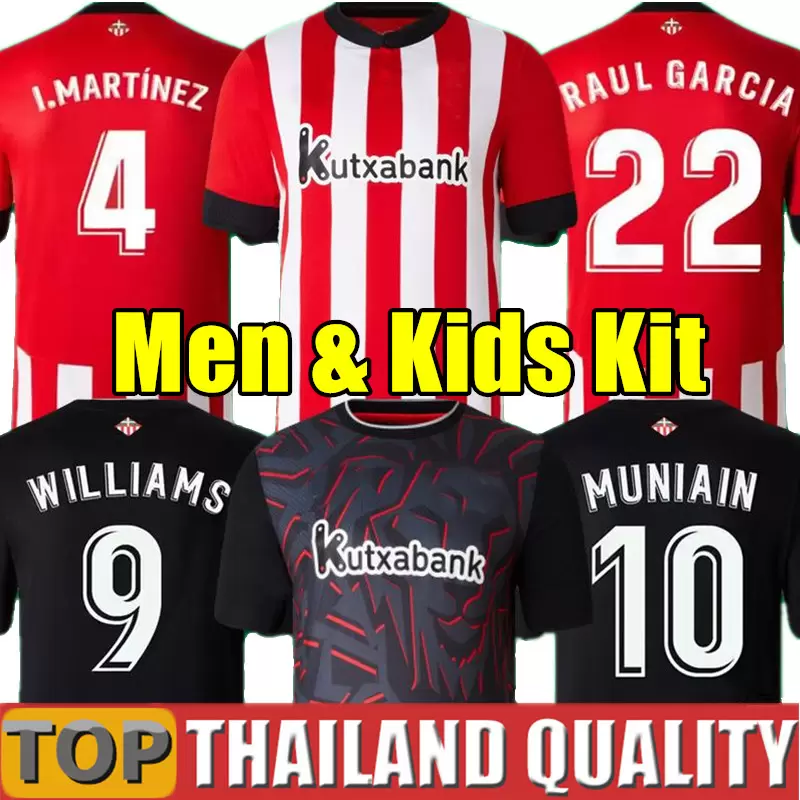 

22 23 Bilbao home soccer Jerseys away ESPANA 2022 2023 Camiseta de futbol I.LEKUE I.MARTINZ RAUL GARCIA jersey WILLIAMS MUNIAIN 10 RED men kids kit football shirt set, 22/23 home - kids
