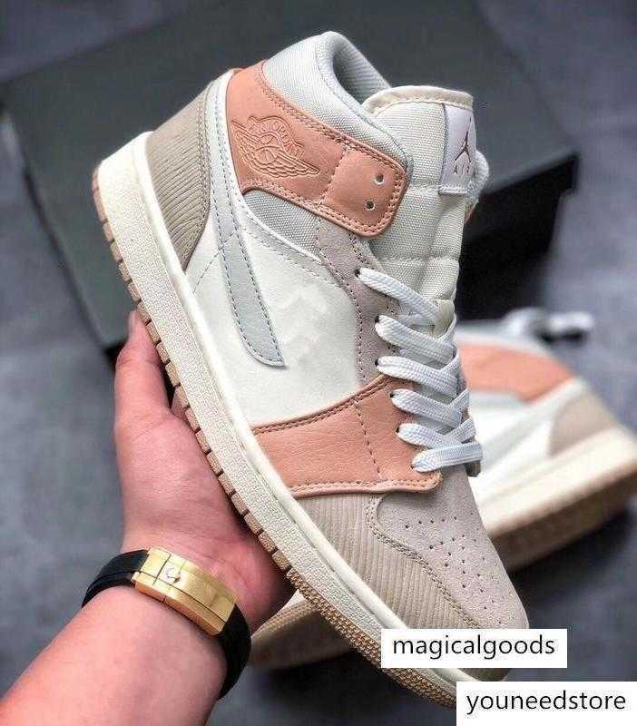 

Shoes 1s Mid Milan 1 Jumpmen 1basketball Light Khaki Noble Red GS Women Designer Sneakers Skate, Bubble wrap packaging