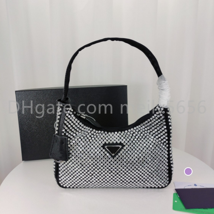 

Luxury wallet womens Cross body bag hobo Totes unique Designer Triangle sign handbags Rhinestone Solid color Fashions change purse, 1 - purple+white