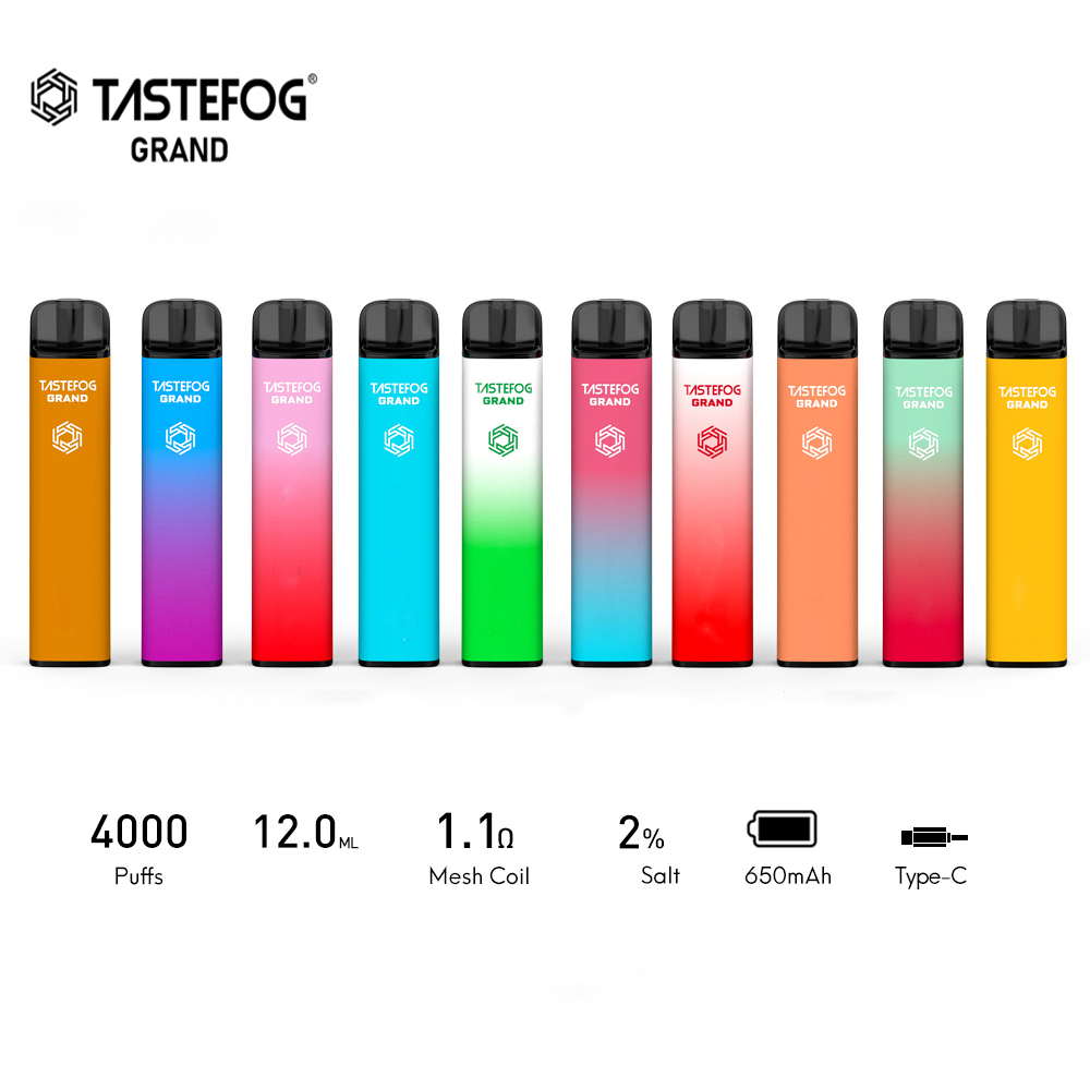 

Tastefog Grand Disposable Vape pen E Cigarettes 4000Puffs 650mAh Rechargeable Battery 12ml Pods 2% 5% Pre Filled Cartridges Device Stick Vapor Kit VS Elux bar Legend