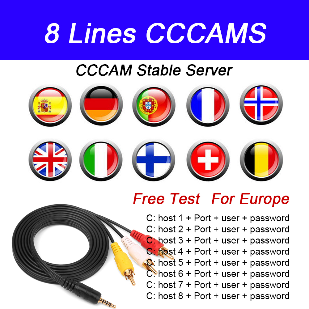 

Set top box Cccam Europa Ccam oscam Transfer cable 4 k hd transmission Europe Spain Portugal Poland Cline 3/4/6/8 stable line Used In Dvb - S S2 V7 V8 TV Parts