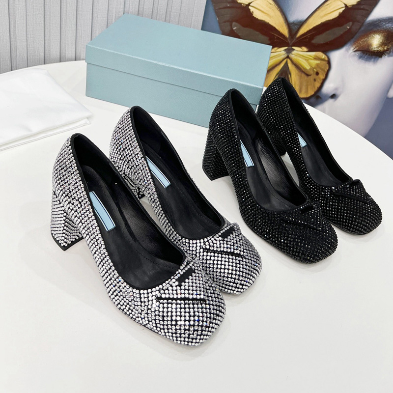 

Satin Heeled Loafers with Crystals Shoes Heels Penny Loafer Women Designer Pumps Moccasins Chunky Rubber Monobloc Sole