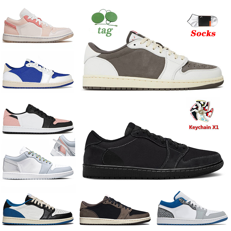 

2023 New Jumpman 1 Low Basketball Shoes Cactus Jack Reverse Mocha 1s Lows Black Phantom Tear Away Silver Fragment True Blue Retros Trainers Bred Toe Jordn Sneakers, B23 low noble red 36-46