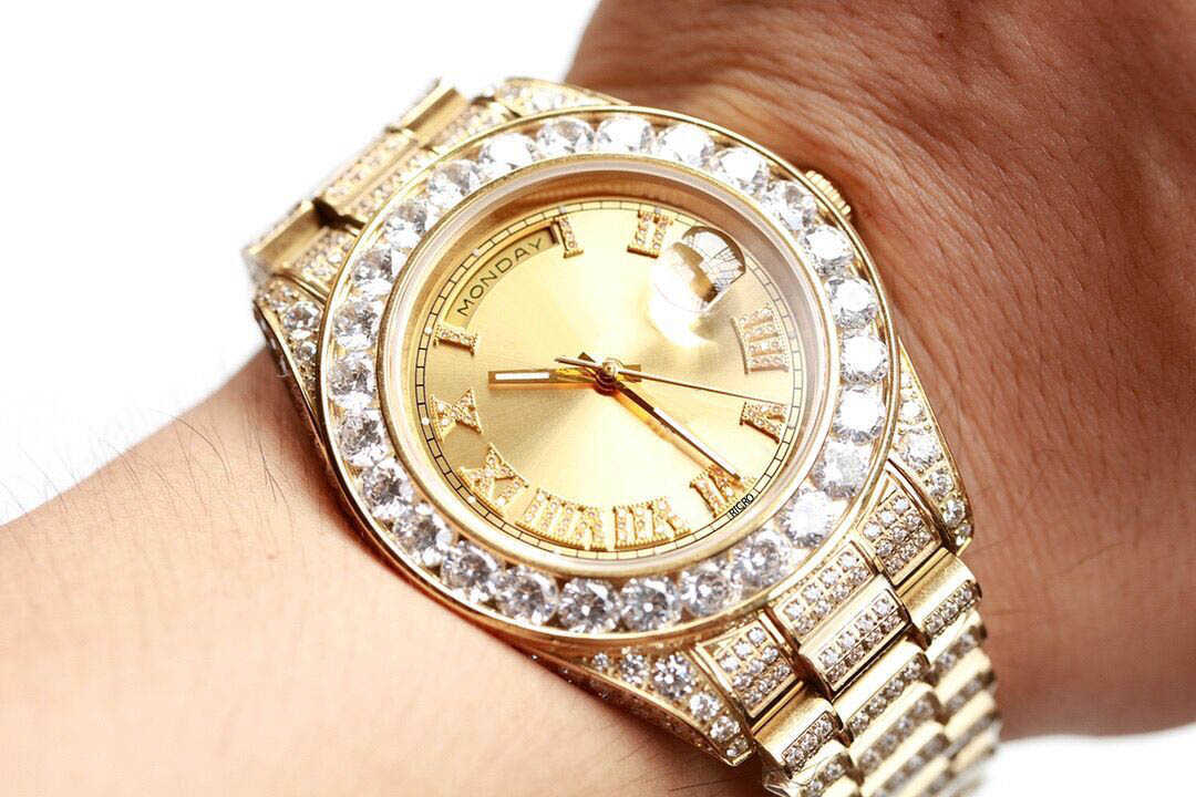 

Wristwatches wristwatch men's watch stainls steel case diamond dial automatic mechanical movement folding buckle wholale and ret