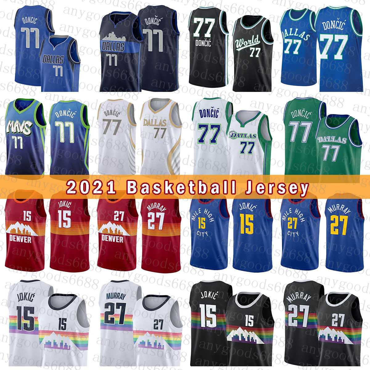 

Dalla Maverick Denvers Nugget Basketball Jersey 41 15 Luka Doncic Jamal Murray 2021 2022 New 77 27 Dirk Nowitzki Nikola Orange Jokic Contrast Color Purple