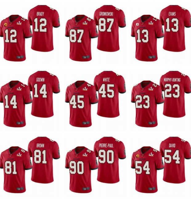 

Jersey Wholesale Custom 12 Tom Brady 87 Rob Gronkowski 13 Evans 14 Godwin Tampa''Bay''Buccaneers''Super''Bowl Men Red Limited Football