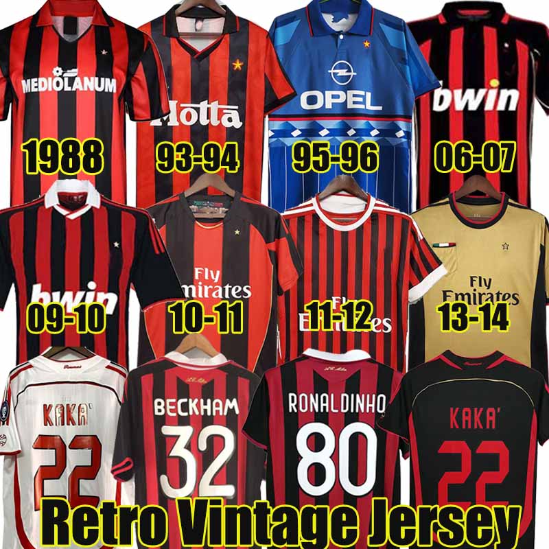 

90 91 Retro shirts home SOCCER JERSEY 95 96 97 Gullit 01 02 03 12 14 15 Maldini Van Basten football KAKA Inzaghi 06 07 milan 2009 PIRLO SHEVCHENKO BAGGIO Ac Milans, Ac 2006 07 home