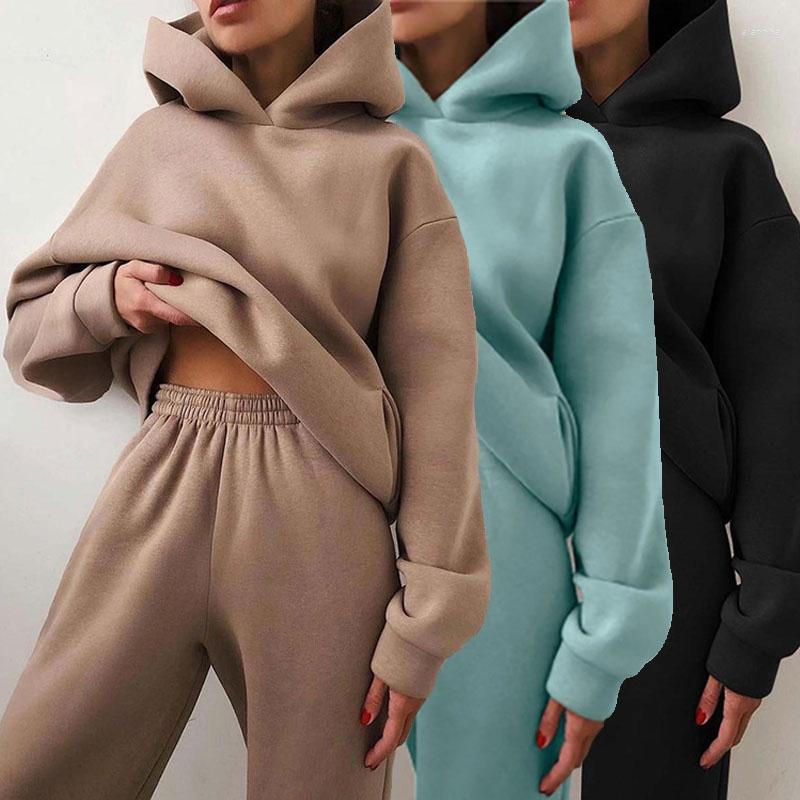 

Women' Two Piece Pants Fashion Womens Autumn Tracksuit Set Sports Hoodies Suit Tops And Long Sweatshirt Suits Sportwear, Black