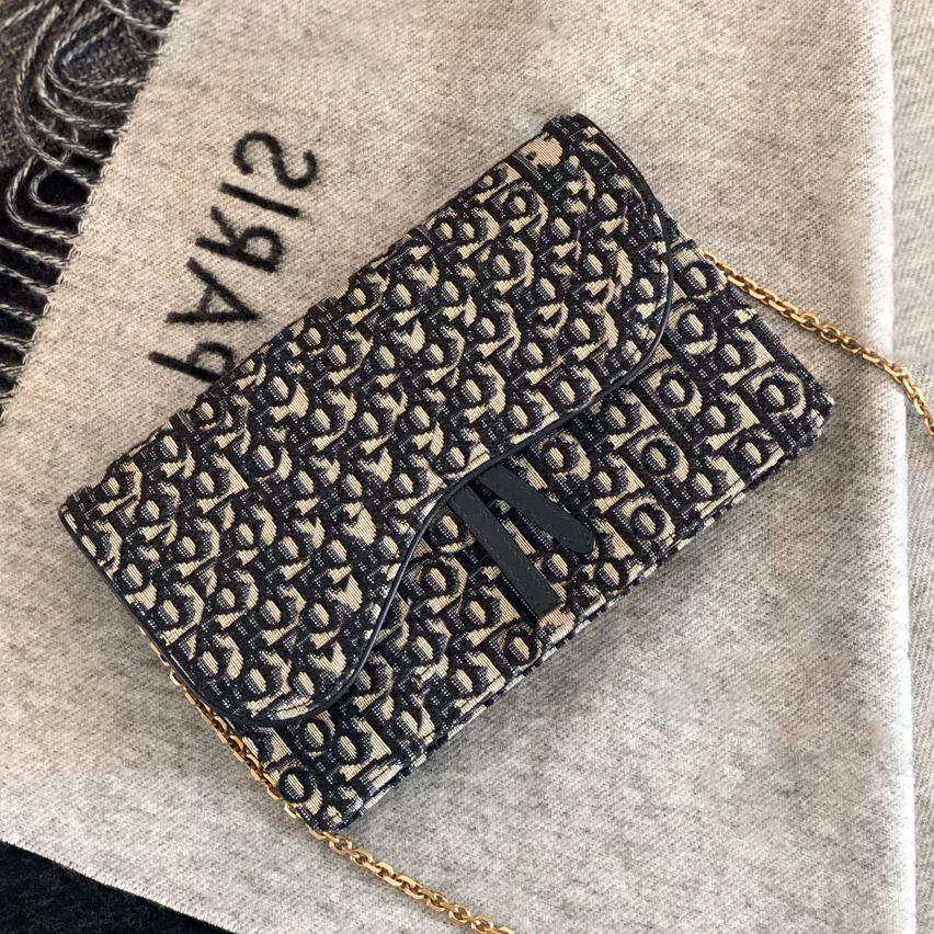 

Luxurys Designers saddles bag mens women's with coin purse pochette 2PCS long chain flap embroidery purses handbag crossbody clutch shoulder fashion chain bags Tote, Embroidery gray