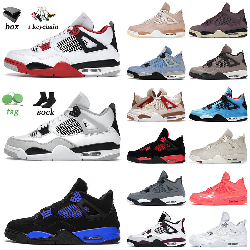

Original Basketball Shoes 4 4s IV Blue Thunder Jorda Military Black Sail Pure Money Violet Ore Canvas What The J4 Sneakers Sports Trainers 1B25, Separate colours