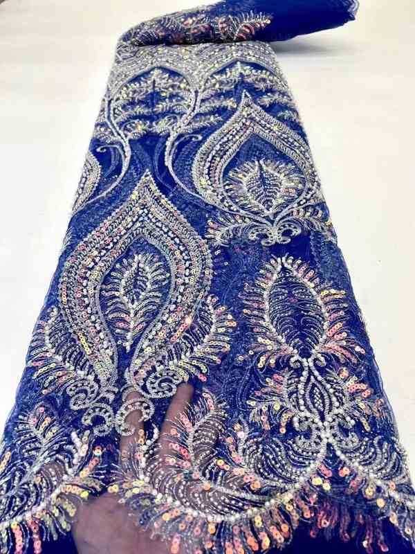 

Fabric Haute Couture French Lace Sequins Tulle Embroidery Fabric Good Quality Mesh Garment For Dress Sewing Materials Decoration J220909