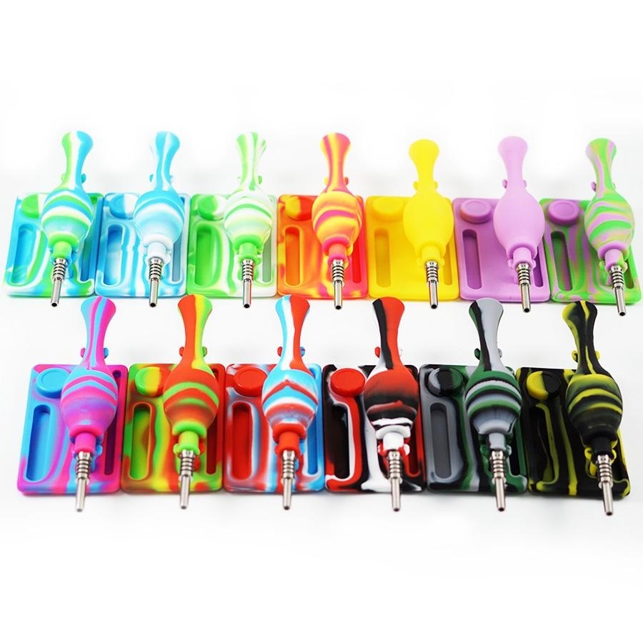 

Smoking Accessories heat resistant water pipe 25 pcs/Lot oil burner pipe Joint Titanium sets tobacco smoke pipes dab rig for wax glass bong