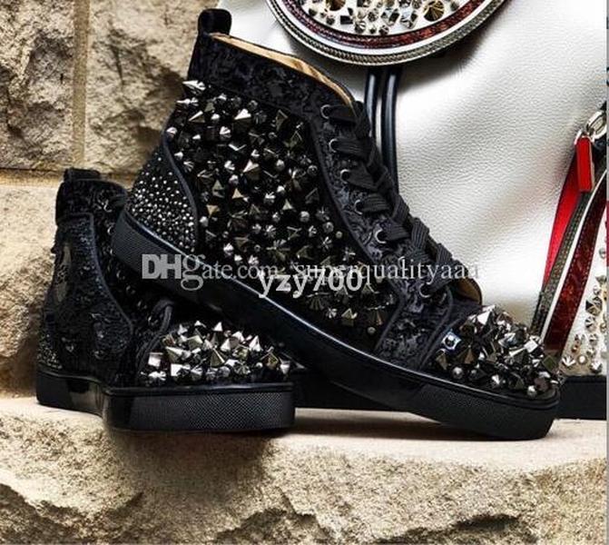 Red-Bottoms Shoe Christians Brand Designer Sneakers Beads Studs Strass Chaussures décontractées Femmes Men Men de fête confortable Chaussure plat