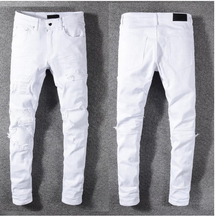 

Hot Mens Jeans Fashion pants Skinny Straight jeans Slim Distressed Ripped men motorcycle Biker Black White Long Rip sky blue Causal Size 28-40 jean for women