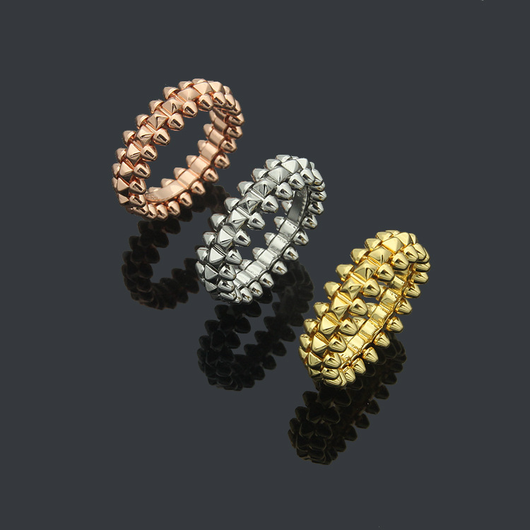 

Designer Nail gear Ring Jewelry For Women Titanium Steel Alloy Gold-Plated Process Fashion Accessories Never Fade rivets ring