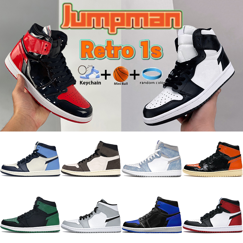 

Jumpman 1 basketball shoes retro 1s high sneakers bred patent mens sports trainers dark mocha hyper royal university blue black white men women shoe, Bubble wrap packaging