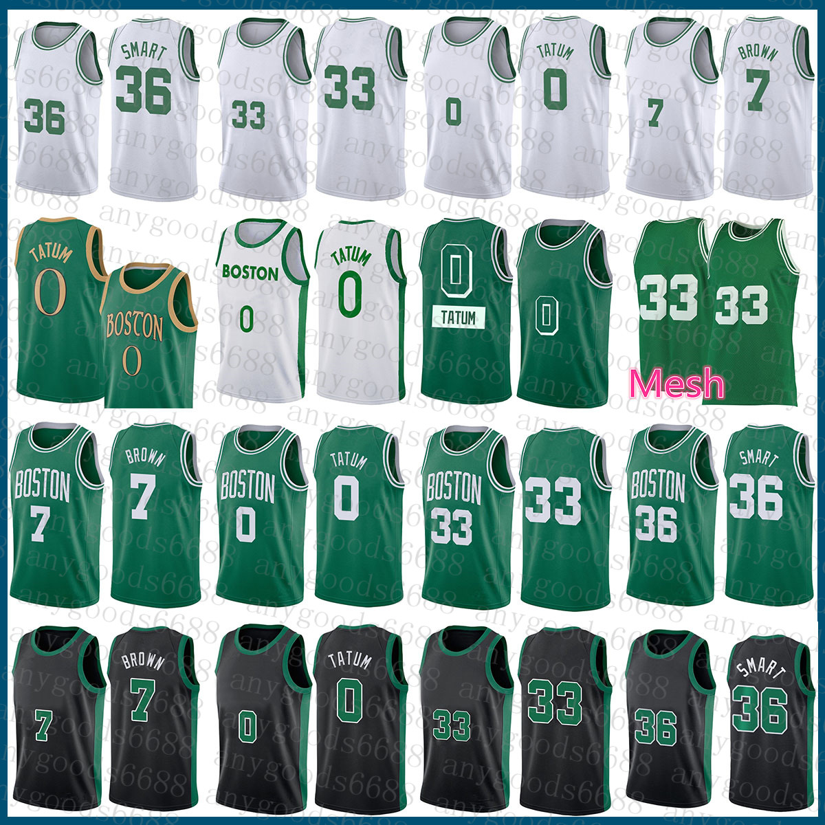 

Bostons Celtices Mens Basketball Jersey Jayson 0 Tatum Larry 33 Bird Jaylen 7 Brown S-2XL Marcus 36 Smart White Green