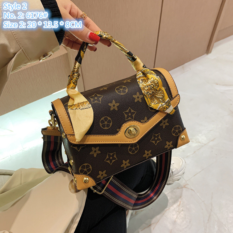 

Wholesale ladies shoulder bags 2 styles French retro silk scarf underarm bag personalized leather handbag sweet ribbon foreign style mobile phone coin purse, Coffee-6176#-style 2-printing