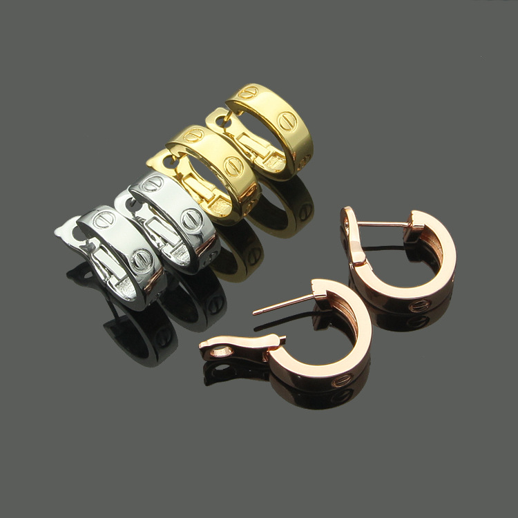 

Titanium steel Fashion screw Love earring for woman jewelry 18k gold Rose Gold plated gift Never Fade