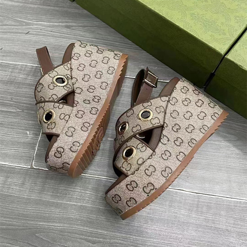 

Fashion Womens sandals Luxury Designer Women Gentlemen Colorful Canvas Letters High Heel Platform Casual Sandals Large Womens Shoe 35-41, 9#