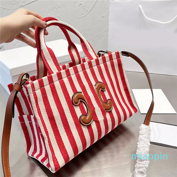 

Canvas Totes Bag Stripes Crossbody Bags Split Beach Bag Thread Letter Large Capacity Leather Edging High Quality Detachable Belt Strap, Customize
