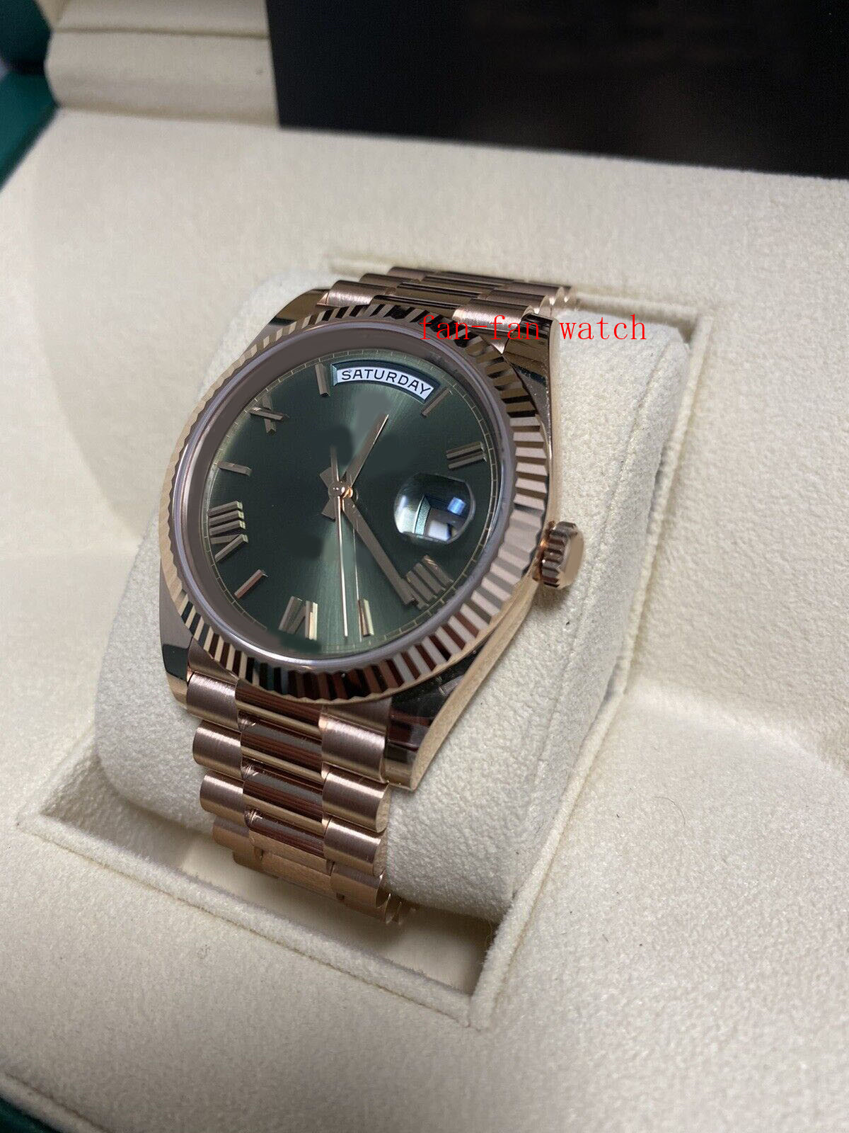 

bp Men's watch automatic movement 40 Rose Gold Anniversary Olive Dial 228235 Full Set