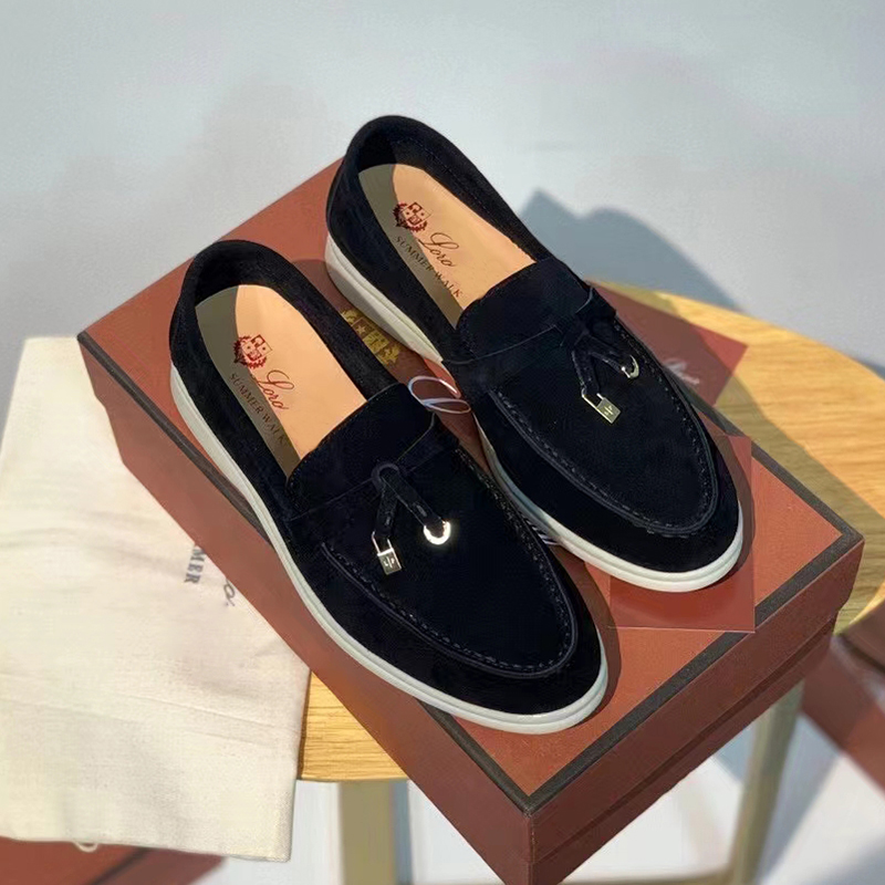 

Embellished Loafers Shoes Flats Dress Shoe Factory Footwear Summer Charms Walk Suede Beige Leather Casual Slip On Luxury Designers Flat Loro Piana, 15