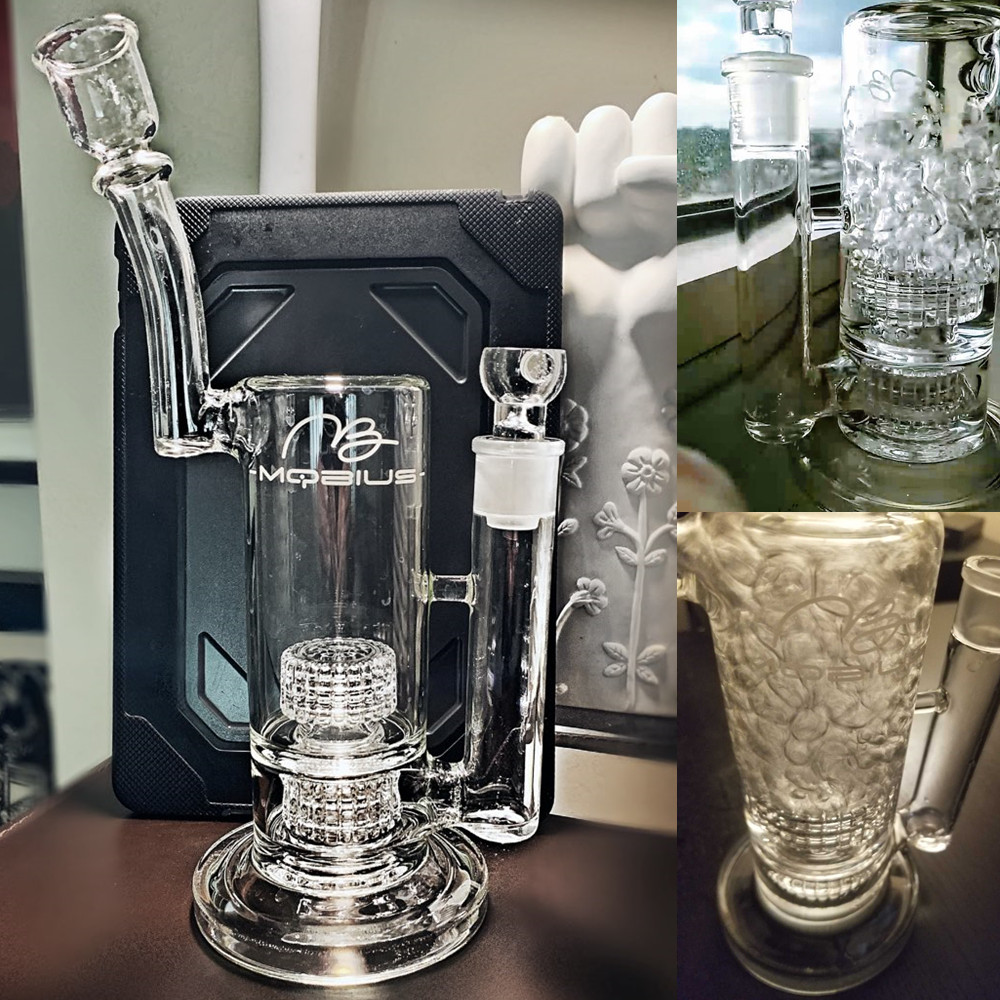 

Double Stereo Matrix Perc Hookah Bubbler Mobius Glass Bongs Water Pipe Dab Rigs with 18mm Joint Smoking Accessories
