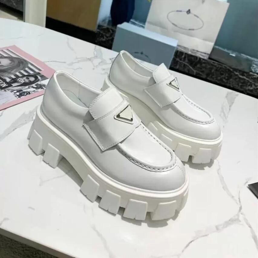 

Designer Women Monolith Casual Shoes Thick Bottom Gear Triangle P Loafers Black Cloudbust Genuine Leather Shoe Increase Platform Sneakers