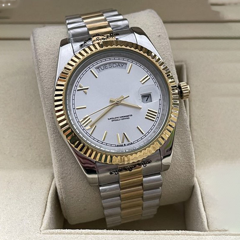2836 montre de luxe pour femmes double calendrier montres pour hommes classique jour date mouvement automatique 40mm boucle pliante en acier inox