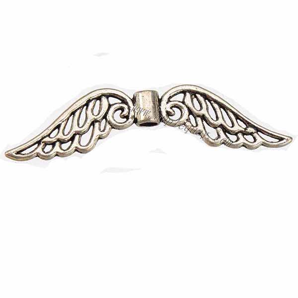

jewelry findings angel wings large beads spacers alloy necklaces crafts gifts making diy vintage silver flat hollow metal 53x11mm 100pcs free ship