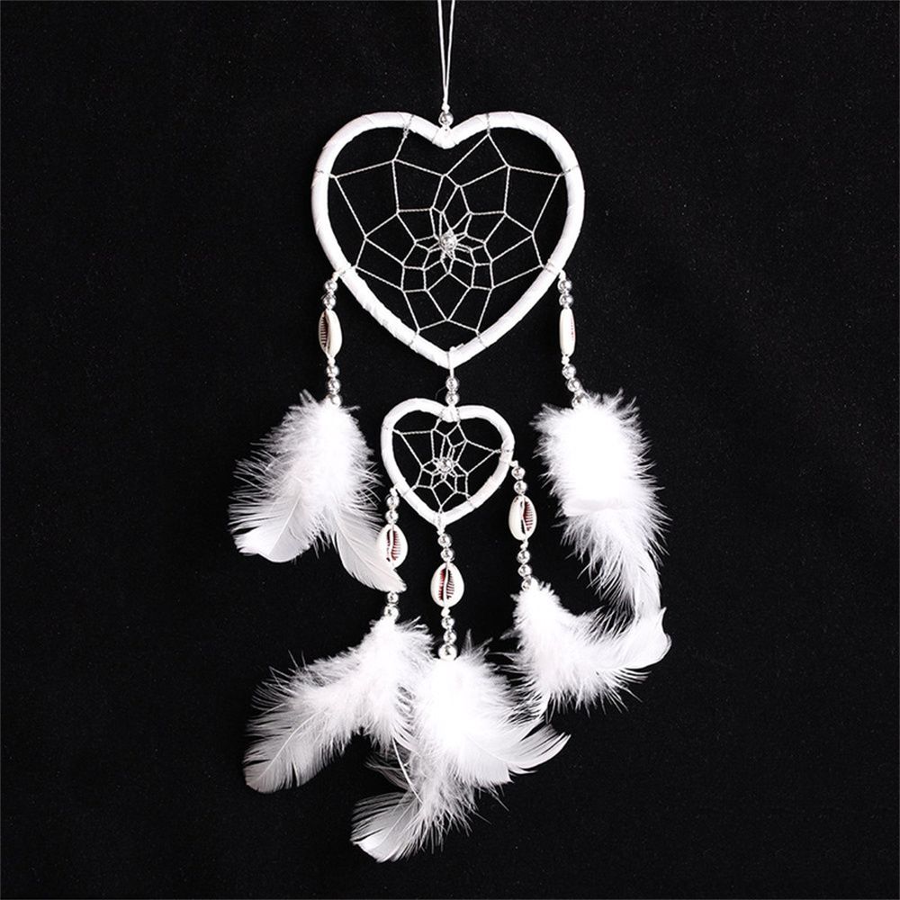 

Traditional Red Dream Catcher with Feathers Decorative Objects Wall Car Hanging Ornament Heart Shaped Gift 1223398