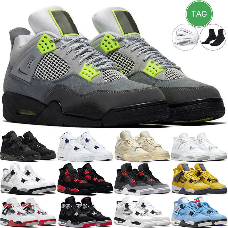 

4 4S Basketball Shoes Military Black Cat University Blue Sail White Oreo Neon Red Thunder Bred Cement Motorsports Men Women outdoor, #1