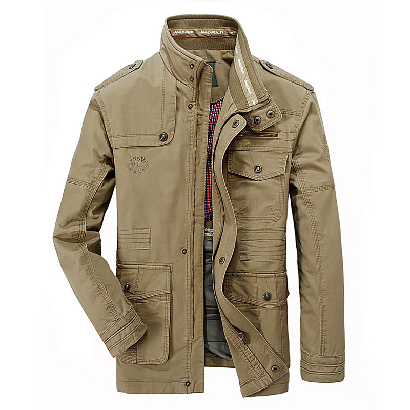 

Autumn Winter Jacket Men Cotton Business Casual Cargo Military Multi-pocket Coats Male Chaqueta Hombre, Black