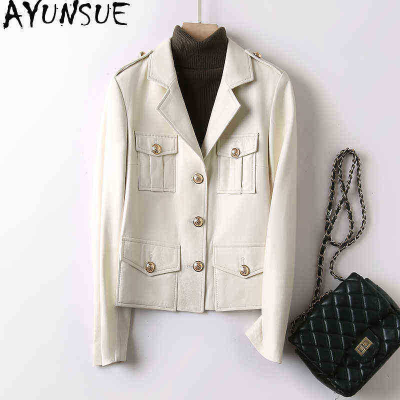 

AYUNSUE Sheepskin Genuine Leather Jacket Motorcycle Women's Leather Jacket Spring Coats Women Black Short Jackets Chaquetas J220727