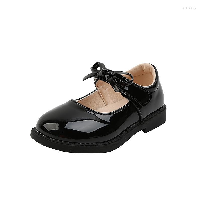 

Flat Shoes Girls Princess Leather Female 2023 Spring Girl Cute Single Children's Bow Performance Toddler, Black