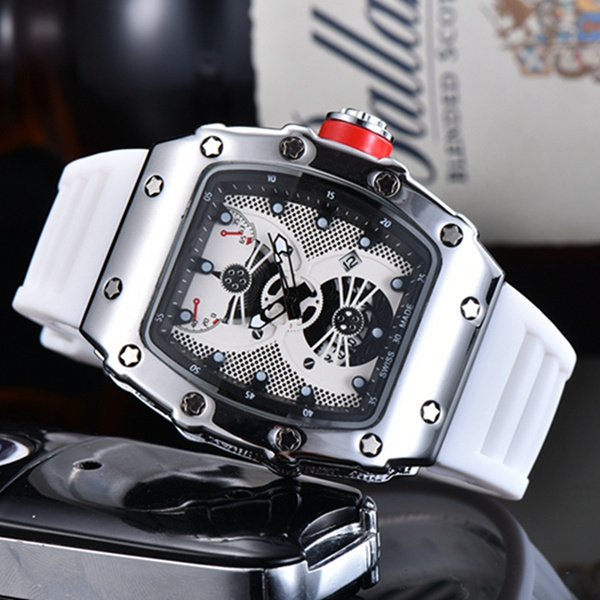 Montre à Quartz de luxe pour hommes, affaires, loisirs, multifonctionnelle, tête fantôme, calendrier, chronométrage, en Silicone, 2022