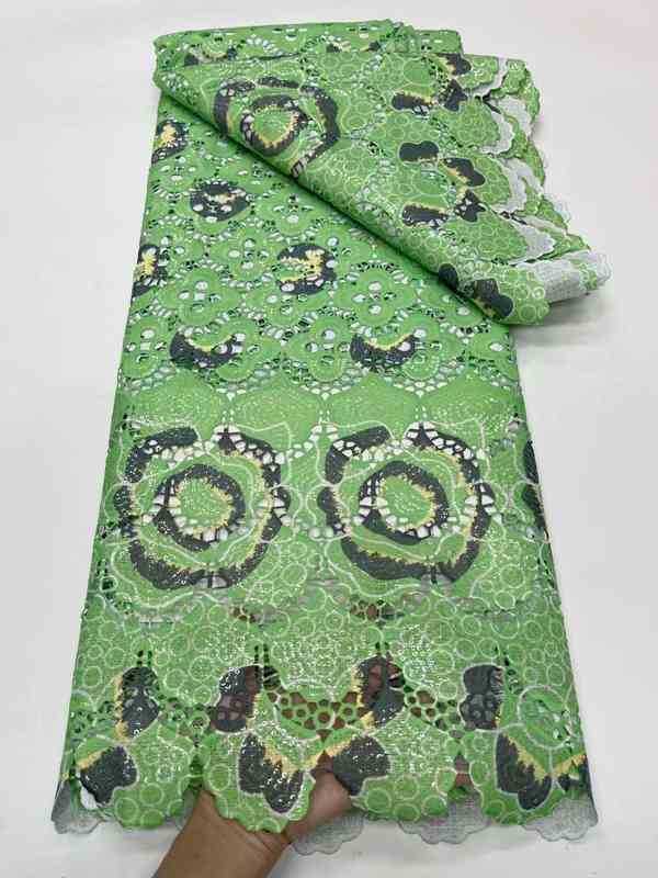 

Fabric Green Printing Art Floral Bridal Guipure Lace Fabric Sequins Embroidery Cord Lace Fabric For Dress Sewing Materials J220909