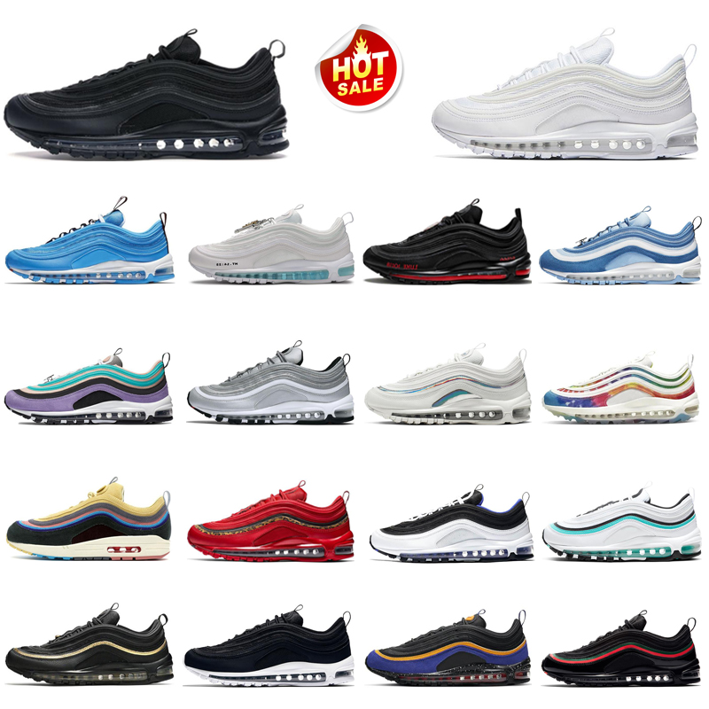 

Running shoes 97 97s Black Bullet Metallic Gold Reflective Bred New Style of Mens Women Trainers Sneakers EUR 36-45, #16 black white