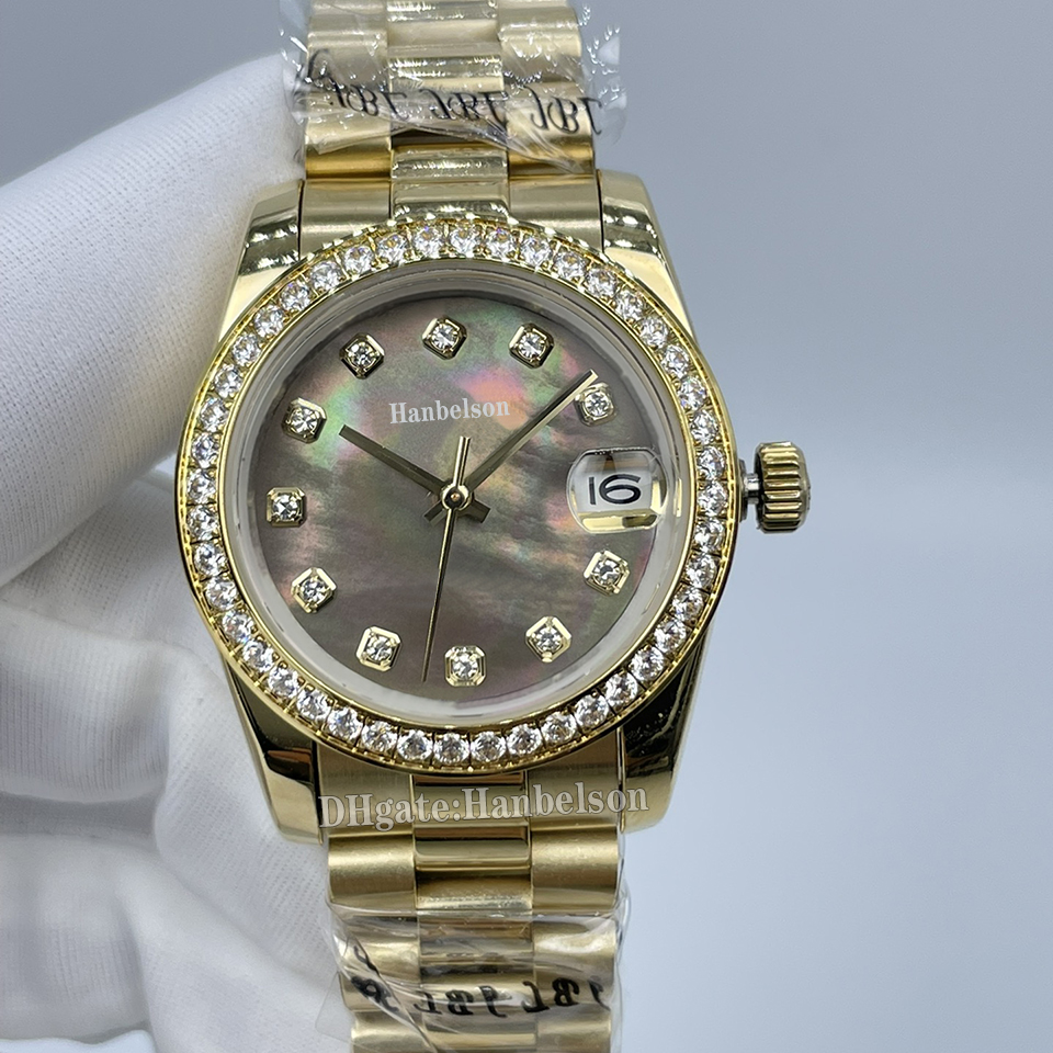 Womens watch Sapphire glass Diamond Black shell dial Automatic movement Gift All Gold 31mm Lady watches-image-941255442