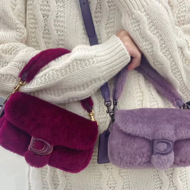 

shoulder bag tote bags handbag crossbody Axillary package fashion Wool skin plush pink Purple Fuchsia Cross body designer bag mini tabby pillow 18 cm 26cm CC444 CC445, Cream