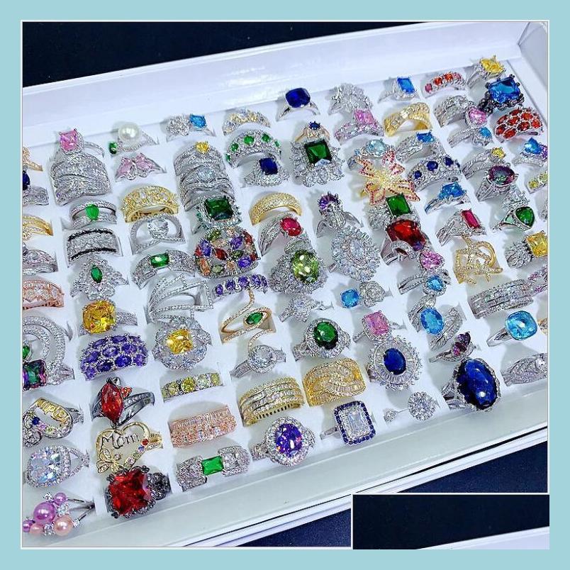 

Solitaire Ring Light Luxury Crystal Zircon Stone Rings Real Gold Plate Colorf Zirconia Finger Heavy Industry Micro Pave S925 Sier Ge Dhzzt