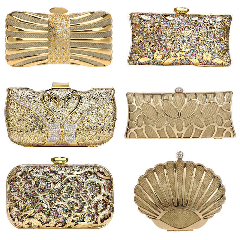 Sac de soirée Sekusa luxe femmes évider Style diamants métal pochette sac à main mariage mariée petits sacs à main pour sacs de fête Q1106