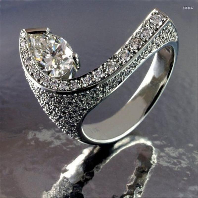 

Cluster Rings Real 14K White Gold Ring Jewelry Natural Diamond Gemstone Irregular 14 K Wedding Bands Bizuteria Box For Unisex
