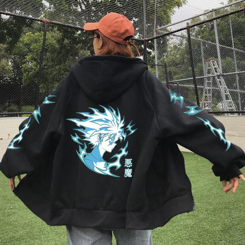 

Men's Hoodies 2022 Anime Killua Hoodie Pullovers Tops Fashion Print Zipper Unisex, Black1