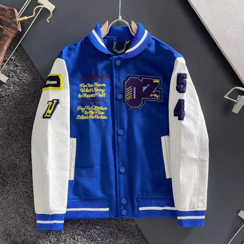 

Varsity Bomber Jackets For Men Embriodery Baseball Collar Leather Sleeve Streetwear Stiched Hip Hop Letterman Outerwear Fit Tops Cargo Coat Handmade, Green