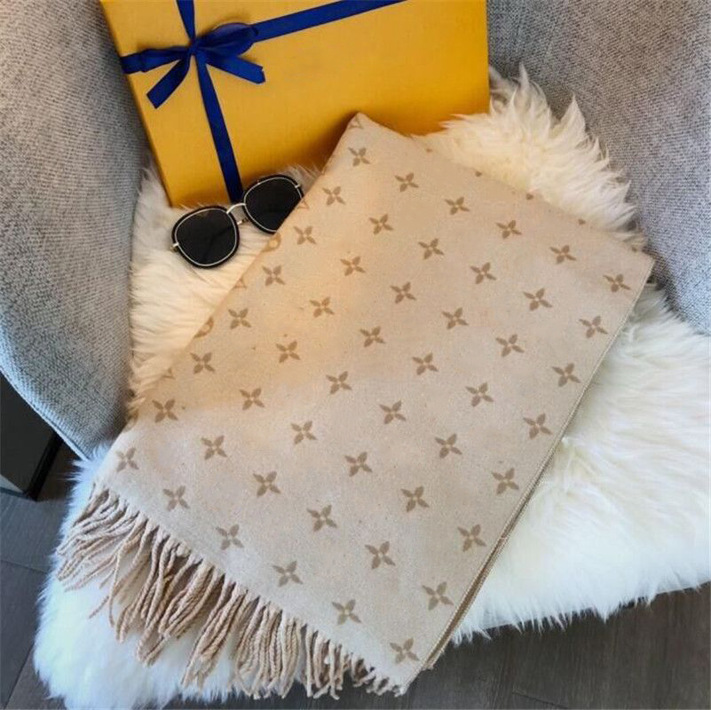 fashion Paris designers 100% Cashmere Scarf men's and women's same brand letter scarfs large shawl warm thickened wool 70cm x 180cm NO-image-800724814